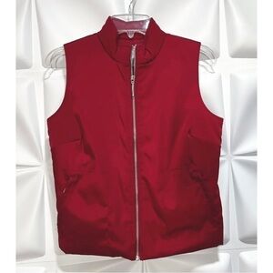 Ann Taylor Loft Womens Sz S Red Zip Up Faux Down Filled Riding Vest Equestrian